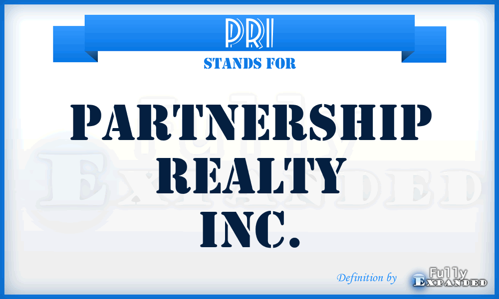 PRI - Partnership Realty Inc.