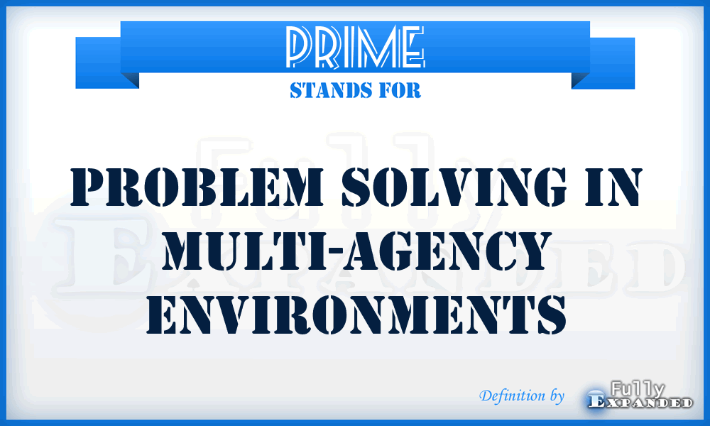 PRIME - Problem Solving in Multi-agency Environments