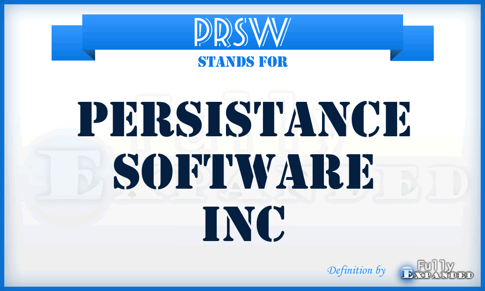 PRSW - Persistance Software Inc