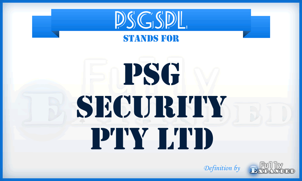 PSGSPL - PSG Security Pty Ltd