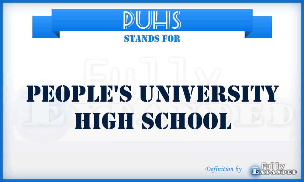 PUHS - People's University High School