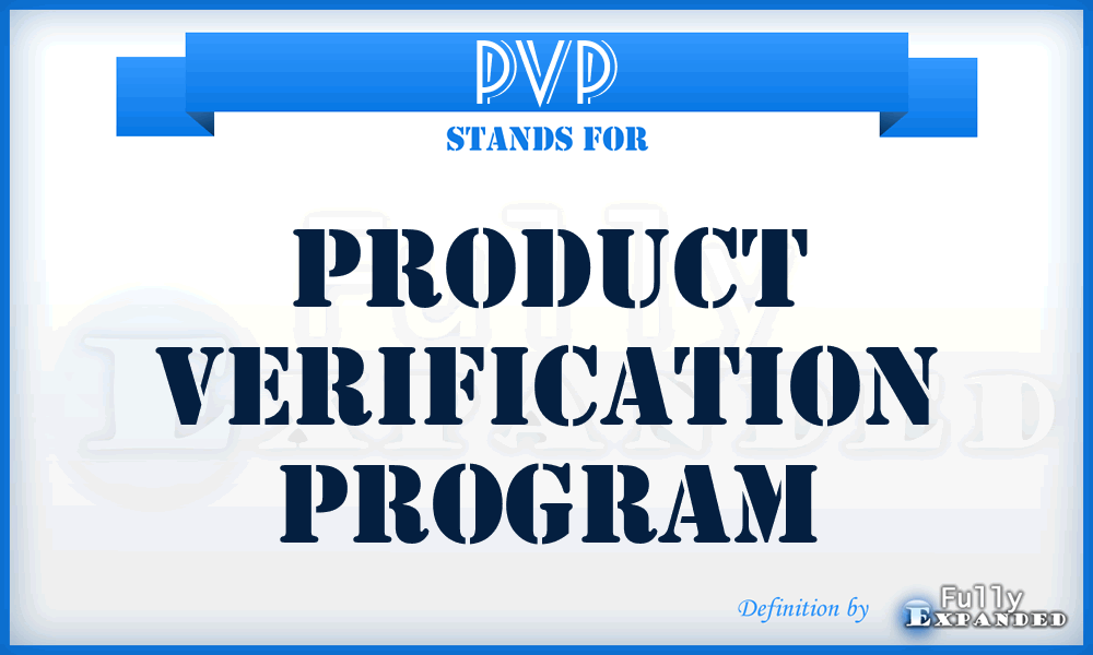 PVP - product verification program