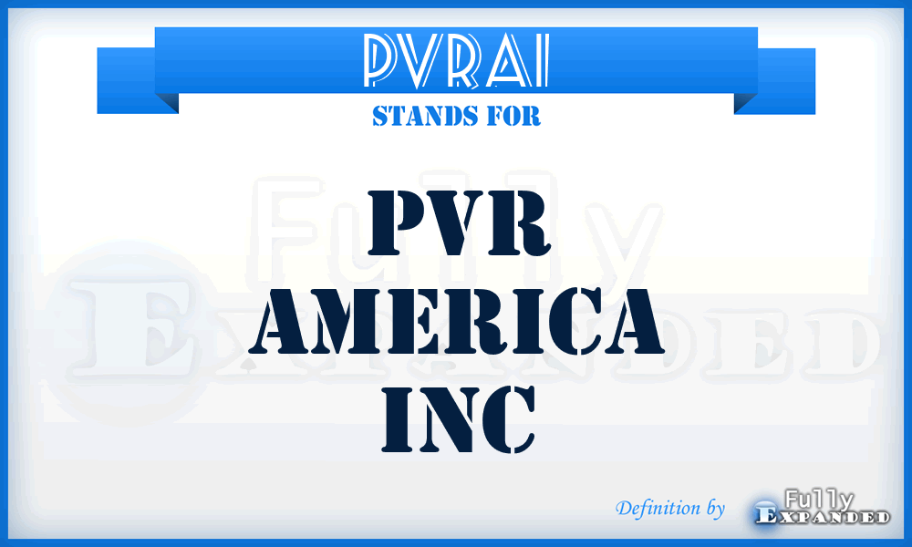 PVRAI - PVR America Inc