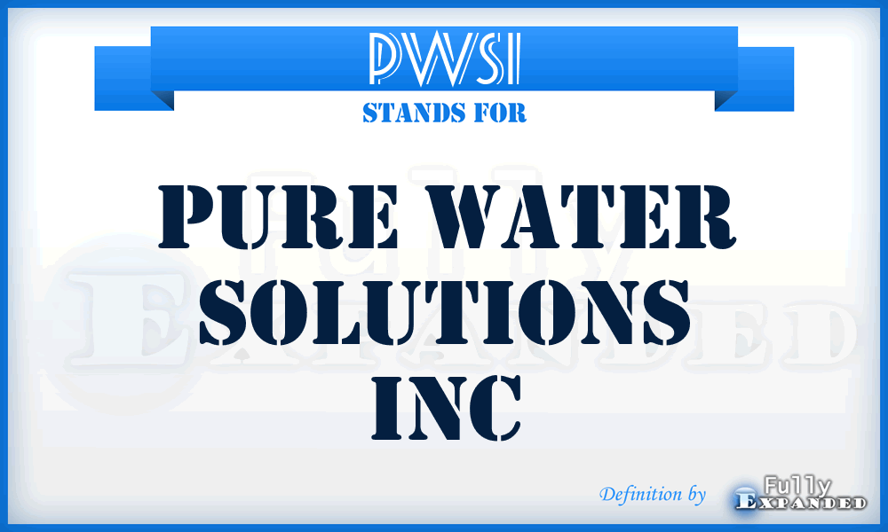 PWSI - Pure Water Solutions Inc