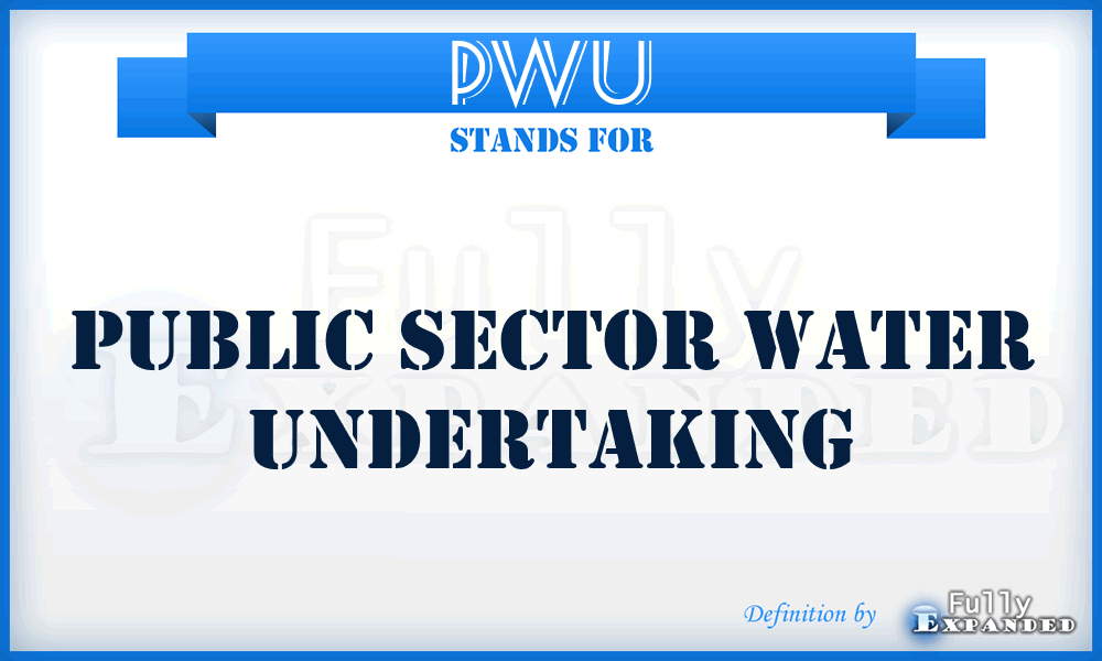 PWU - Public sector Water Undertaking