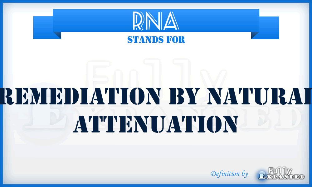 RNA - Remediation by Natural Attenuation