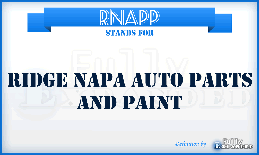RNAPP - Ridge Napa Auto Parts and Paint