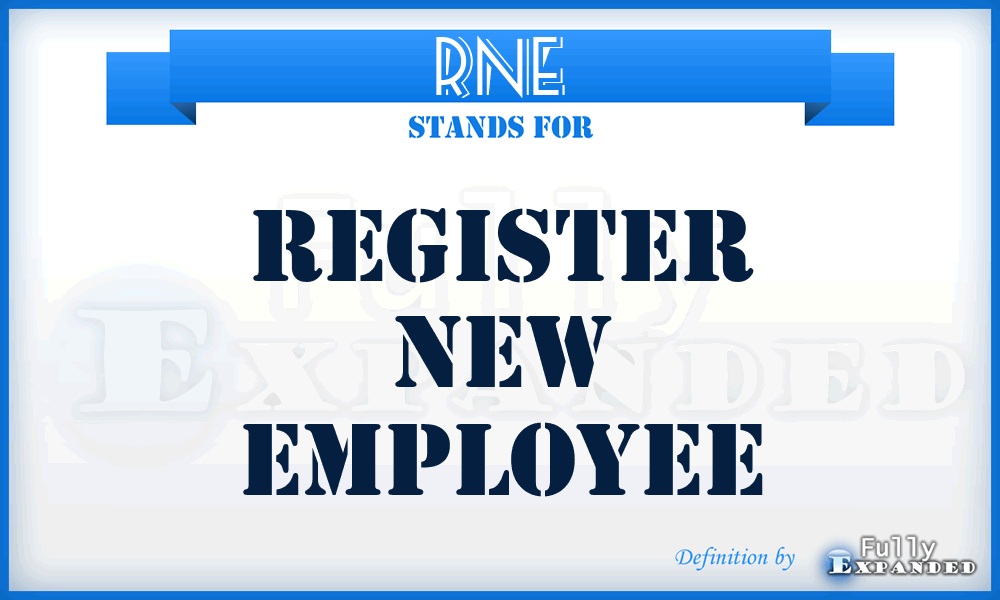 RNE - Register New employee