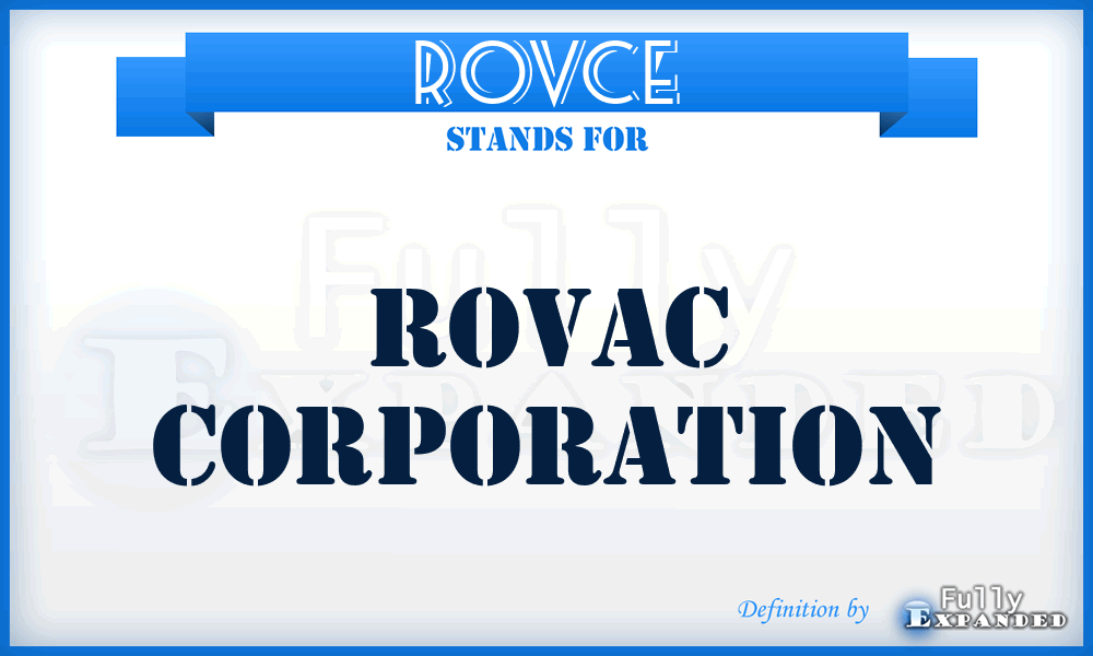 ROVCE - ROVAC Corporation