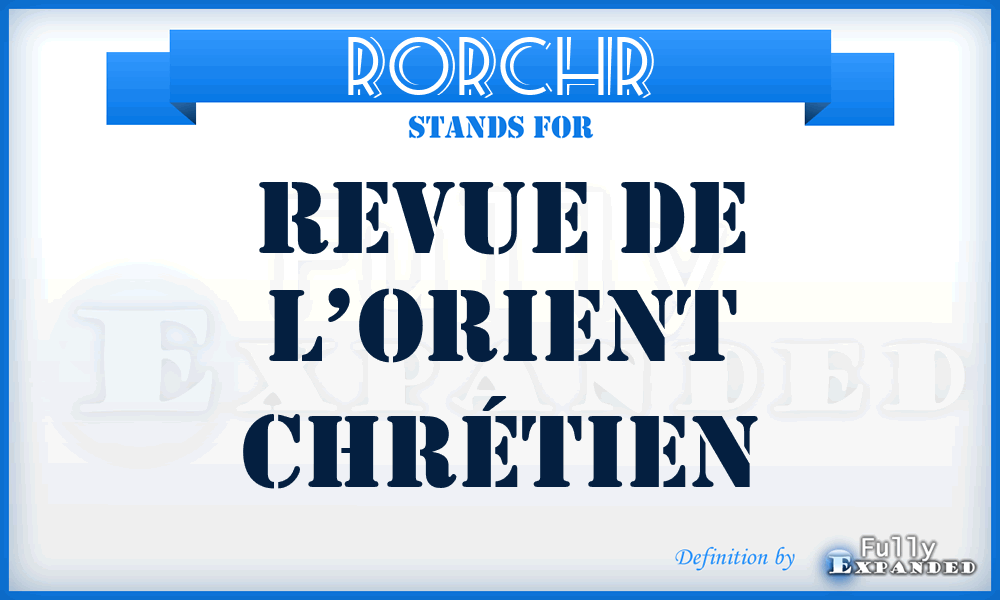 ROrChr - Revue de l’Orient chrétien