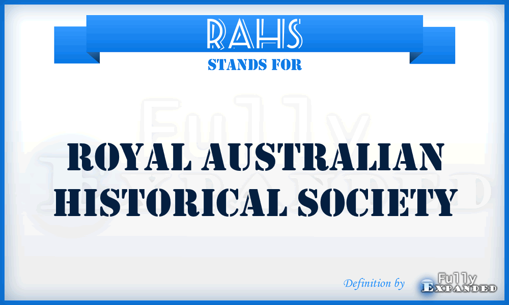 RAHS - Royal Australian Historical Society