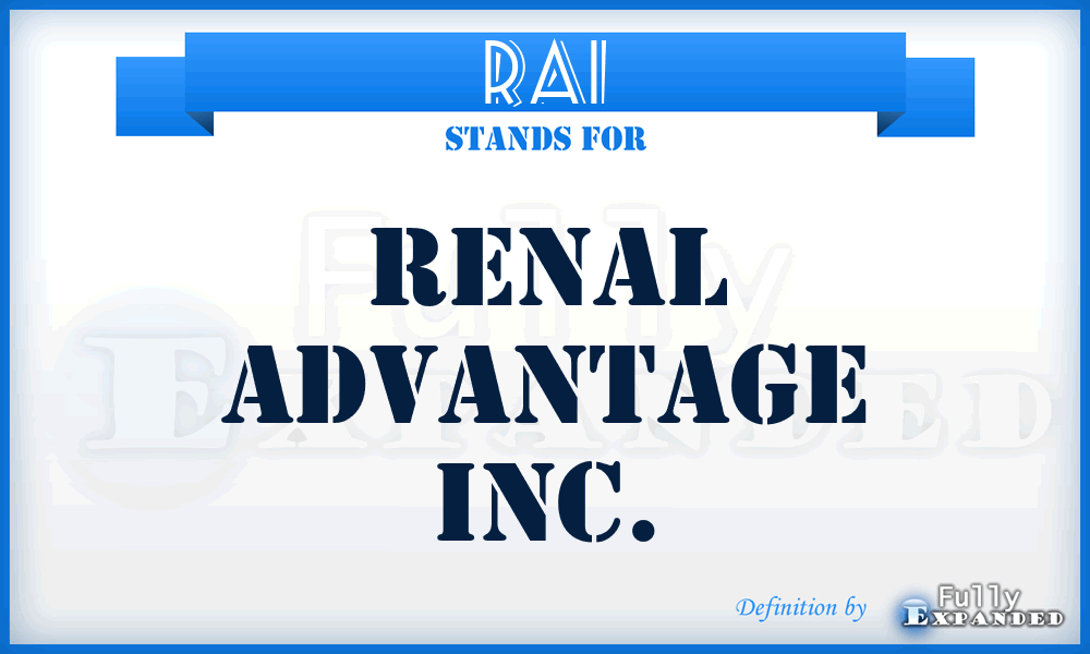RAI - Renal Advantage Inc.