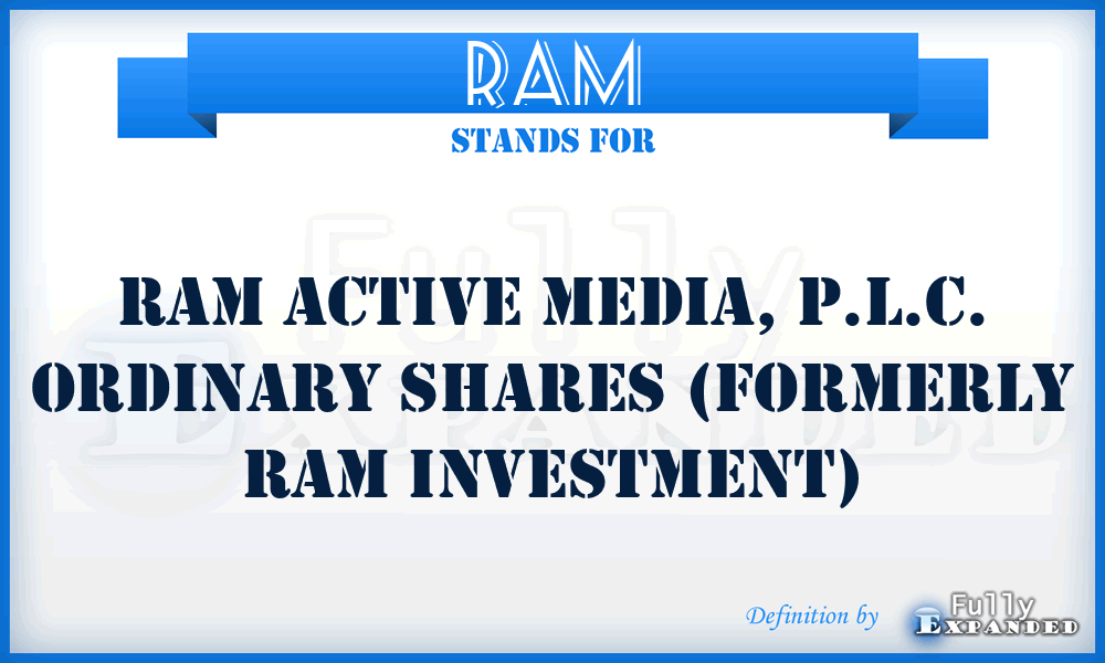 RAM - RAM Active Media, P.L.C. Ordinary shares (formerly RAM Investment)