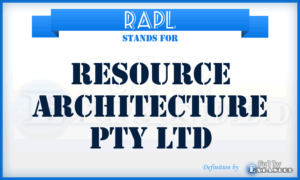 RAPL - Resource Architecture Pty Ltd