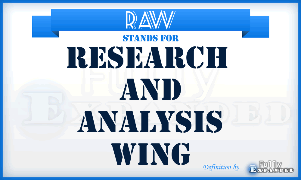 RAW - Research  and Analysis Wing