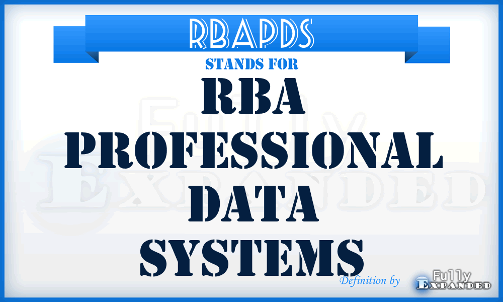 RBAPDS - RBA Professional Data Systems