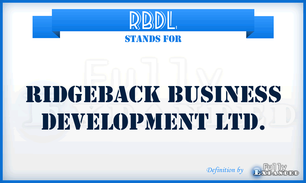 RBDL - Ridgeback Business Development Ltd.