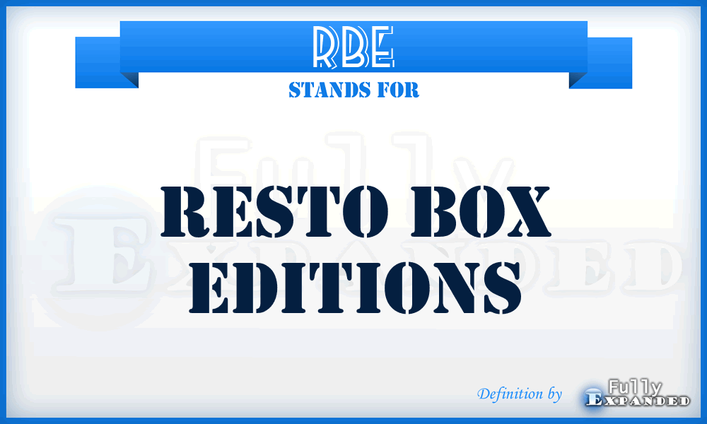 RBE - Resto Box Editions