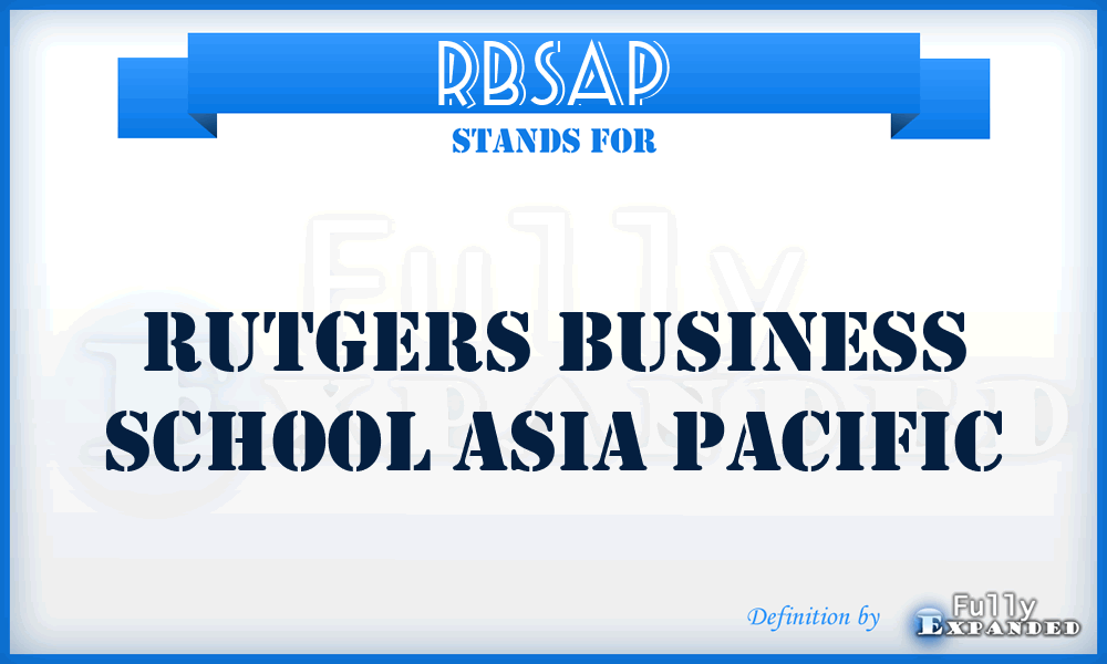 RBSAP - Rutgers Business School Asia Pacific