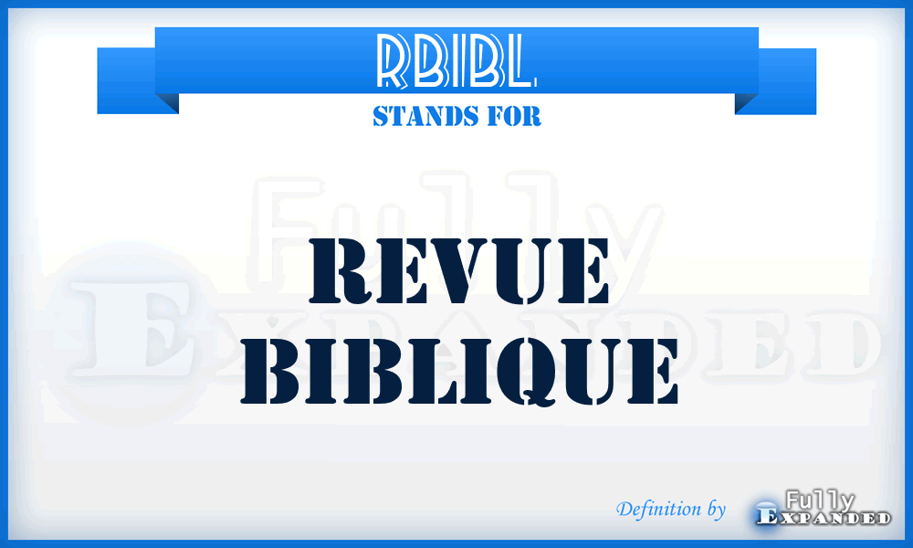 RBibl - Revue biblique