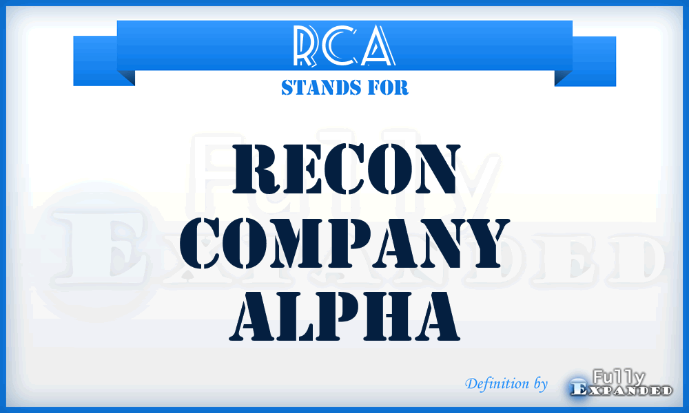 RCA - Recon Company Alpha