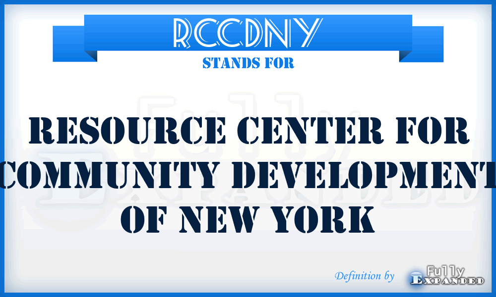 RCCDNY - Resource Center for Community Development of New York