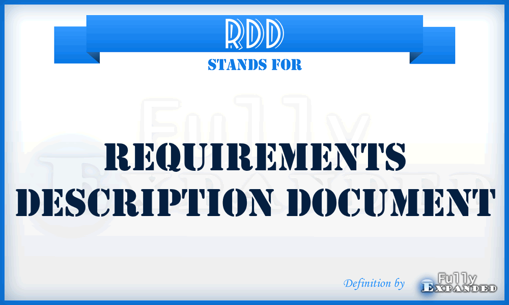 RDD - Requirements Description Document
