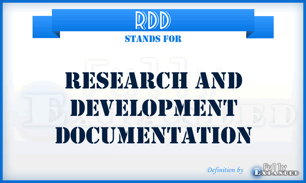 RDD - Research And Development Documentation