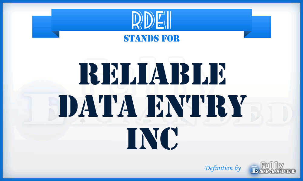 RDEI - Reliable Data Entry Inc