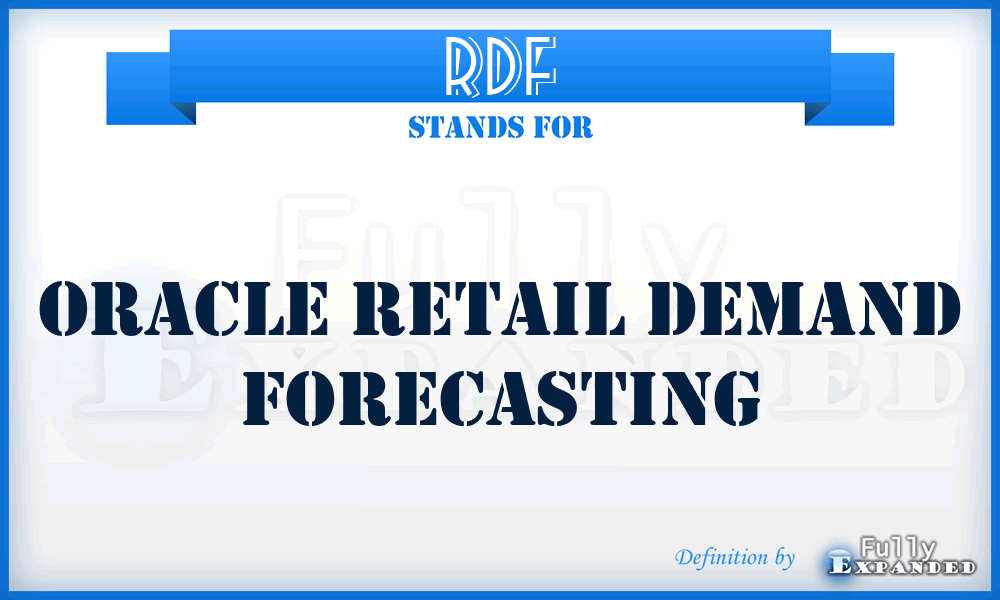 RDF - Oracle Retail Demand Forecasting