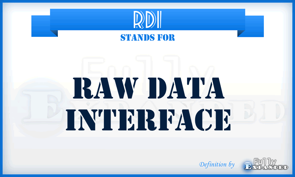 RDI - Raw Data Interface