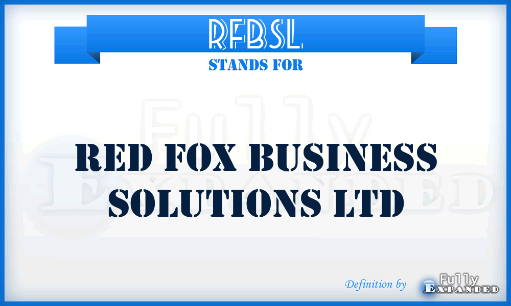 RFBSL - Red Fox Business Solutions Ltd