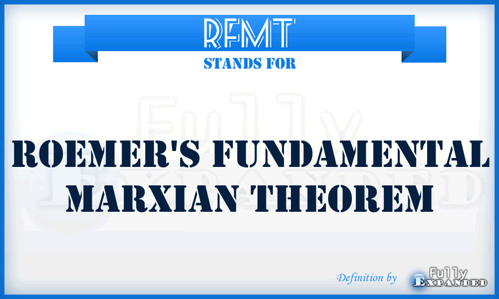 RFMT - Roemer's Fundamental Marxian Theorem