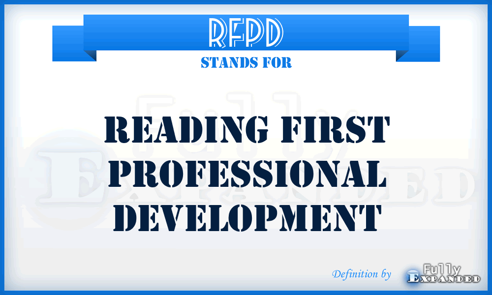 RFPD - Reading First Professional Development
