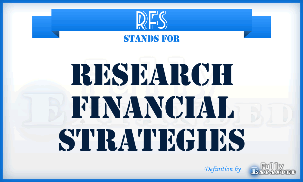 RFS - Research Financial Strategies