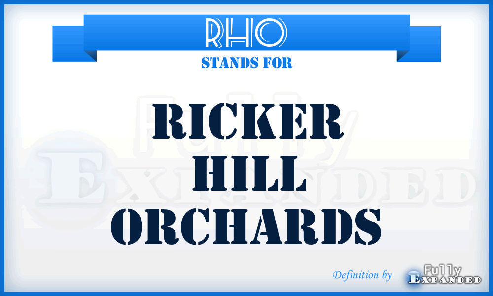 RHO - Ricker Hill Orchards