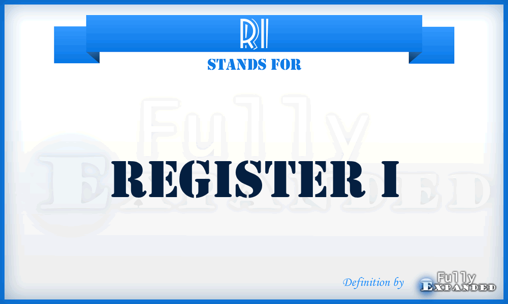RI - Register I
