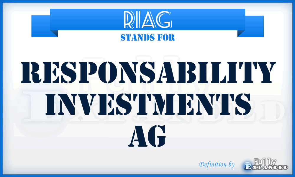 RIAG - Responsability Investments AG