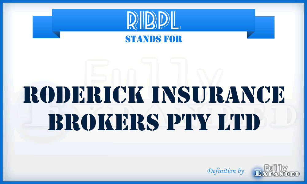 RIBPL - Roderick Insurance Brokers Pty Ltd