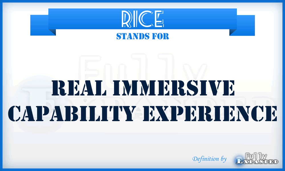 RICE - Real Immersive Capability Experience