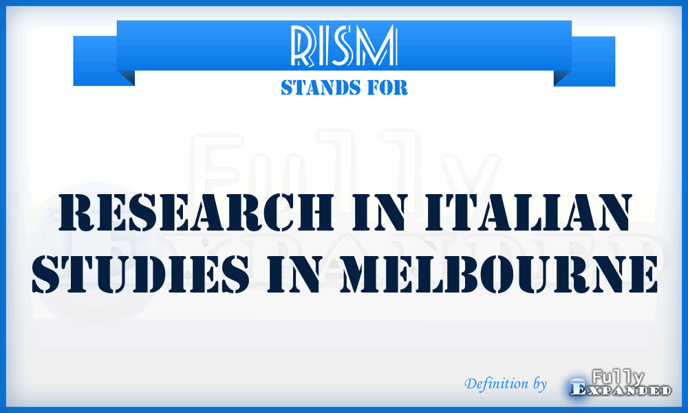 RISM - Research in Italian Studies in Melbourne