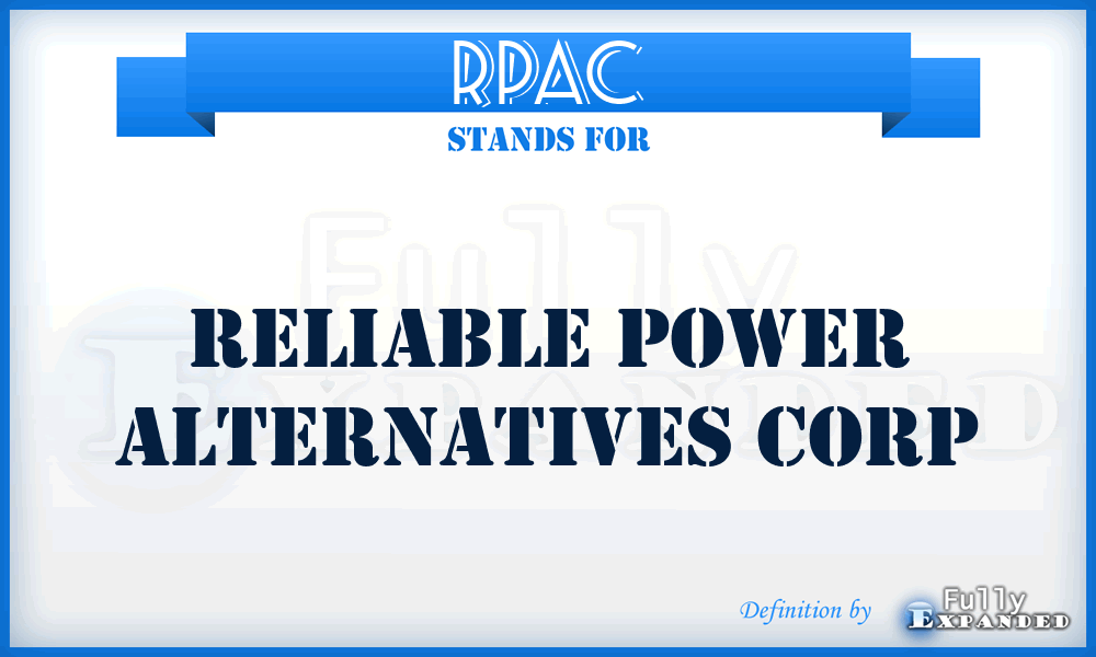RPAC - Reliable Power Alternatives Corp