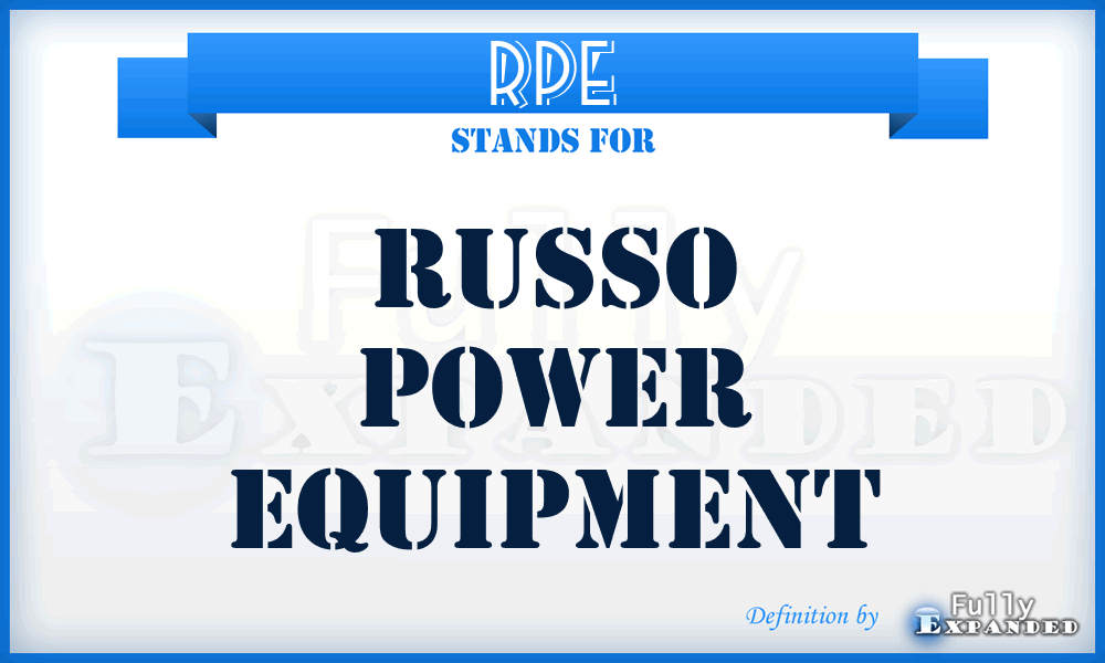 RPE - Russo Power Equipment