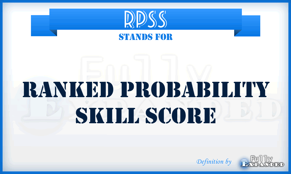 RPSS - Ranked Probability Skill Score