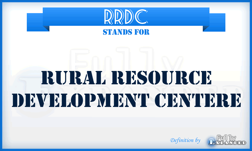 RRDC - Rural Resource Development Centere