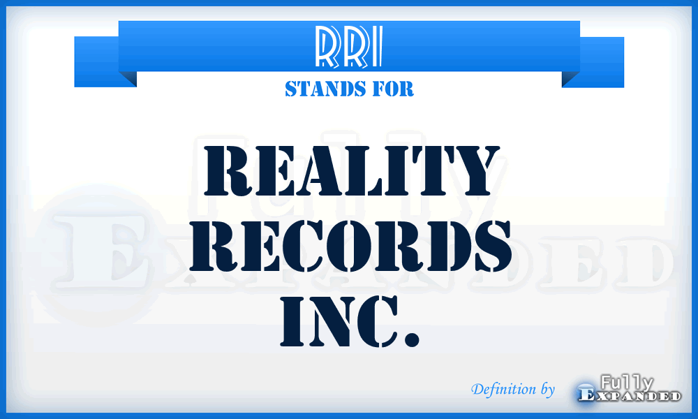 RRI - Reality Records Inc.