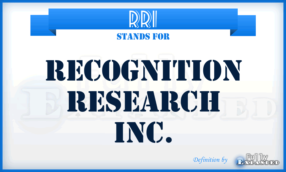 RRI - Recognition Research Inc.