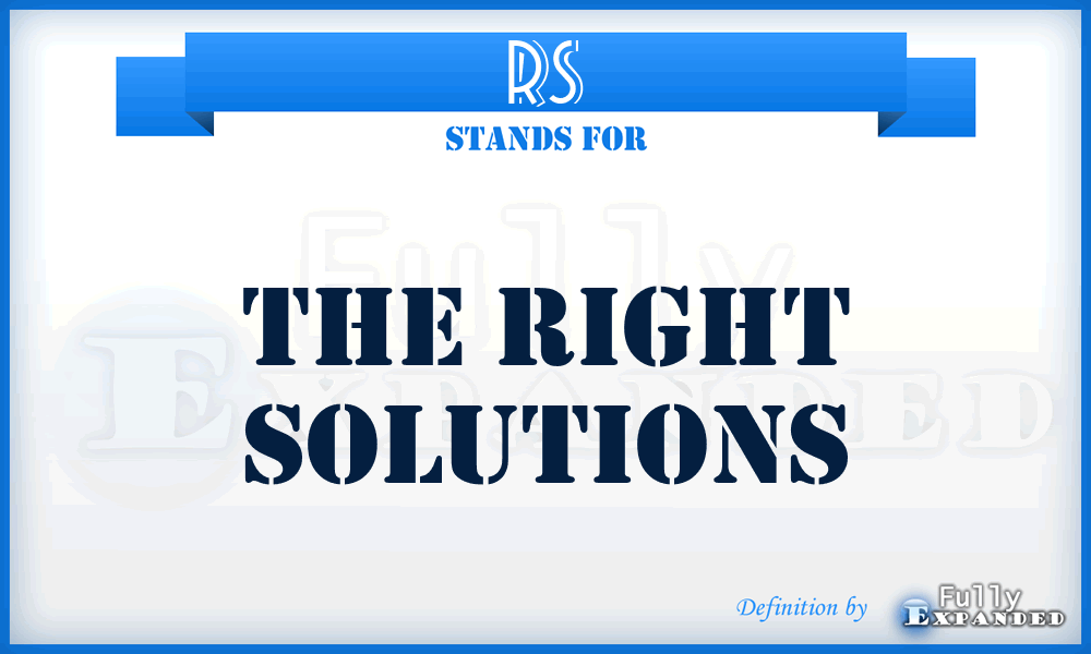 RS - The Right Solutions