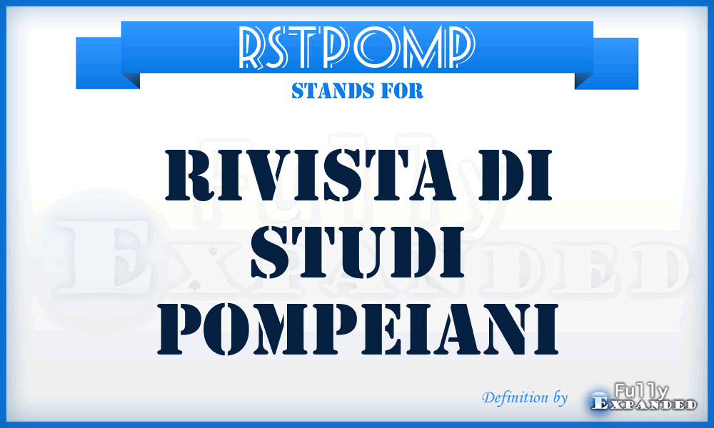 RStPomp - Rivista di studi pompeiani