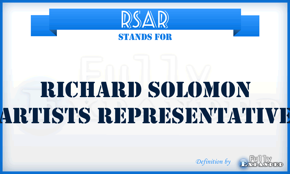 RSAR - Richard Solomon Artists Representative